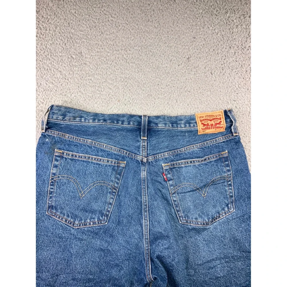 Levi's 501 Shorts Women 34 Blue High Rise Button Fly Jorts Medium Wash Timeless - Picture 14 of 16